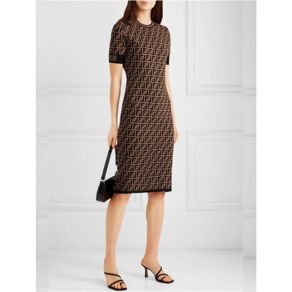 Knitted Dress Fendi Brown Dress Fendi Sweater Dress